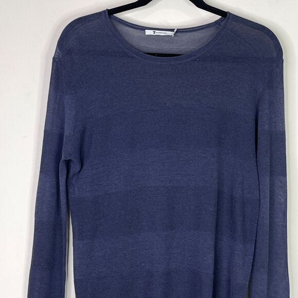Alexander Wang Navy Knit Striped Long Sleeve Top Women's Size Medium - Picture 4 of 8